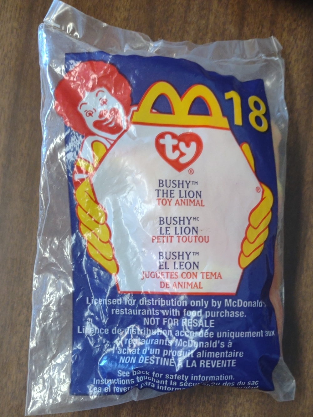 Vintage 2000 Ty Bushy the Lion McDonald's Bag - Red, Yellow, Blue